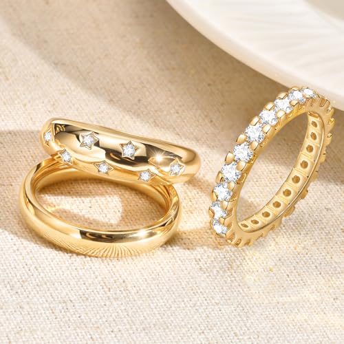KSF 2Pcs / 3Pcs / 4Pcs Stackable Rings for Women, Gold and Silver Plated Stack Ring Set for Everyday Wear, Gift for Her - color: Style3