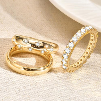KSF 2Pcs / 3Pcs / 4Pcs Stackable Rings for Women, Gold and Silver Plated Stack Ring Set for Everyday Wear, Gift for Her - color: Style3