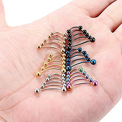 SCERRING 18-30PCS 20G Stainless Steel Eyebrow Tragus Helix Rook Daith Earrings Lip Ring Barbell with Balls Body Piercing Jewelry 6mm 8mm 10mm - color: 30PCS - Mix Color