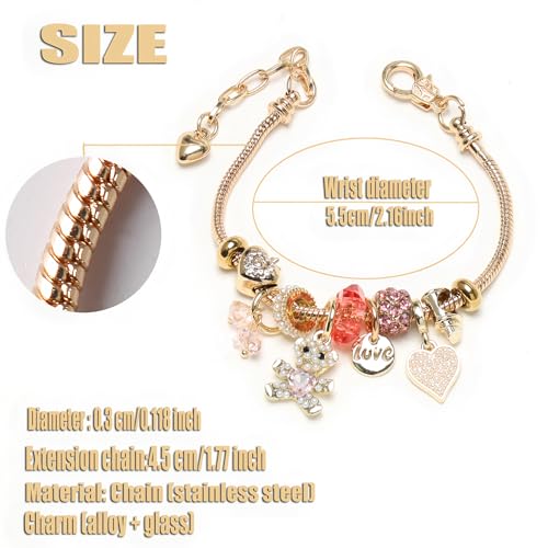 DS Charm Bracelets for teen girls exquisite cute cartoon friendship bracelet Gold Stainless Steel Bangle birthday Gift box Adjustable little girls kids jewelry holiday gifts - style: GOLD-9