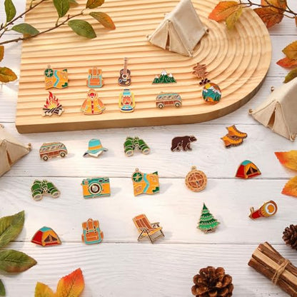 Landical 60 Pcs Western Lapel Enamel Pins Bulk Silly Goose Derby Horse Camping Coastal Cowgirl Cowboy Hat Pins for Clothing Bag Truck Hat Decor Jewelry Party Favors Gift - style: Camping