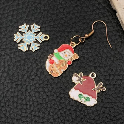 50pcs Enamel Charms for Jewelry Making Wholesale Assorted Mixed Bulk Metal Earring Findings for DIY Necklace Bracelet Keychain and Crafting - style: Christmas Charms