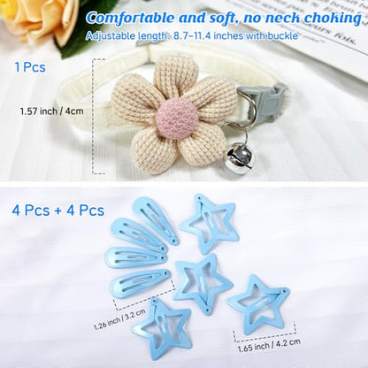 180+ Pcs Blue Dog Hair Accessories Set,Small Dog Hair Bows with Rubber Bands,Cute Puppy Hair Ties,Bowties for Small Dogs Cats,Dog Hair Clip,Floral Bell Collar,Flower Scrunchie - color: Blue