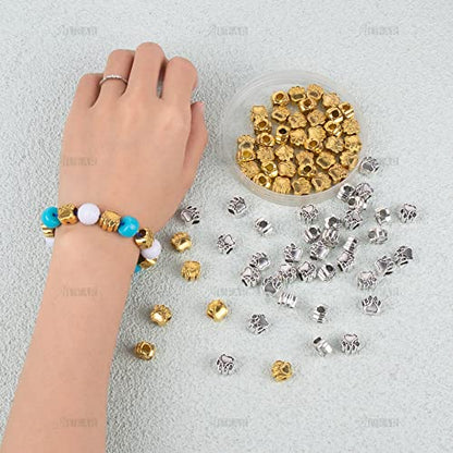AUEAR, 50 Pack Paw Prints Bead Dog Footprint Beads for DIY Crafts Jewelry Making Silver Gold - color: Silver & Gold, size: 50 Pack