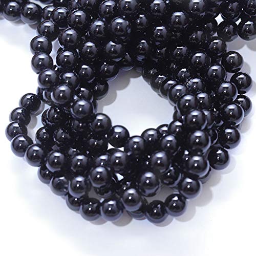 Natural Stone Beads 6mm Black Polished Round Smooth Agates Gemstone Beads for Jewelry Making 15 Inch(Black Onyx,6mm) - color: Black Onyx, size: 6mm