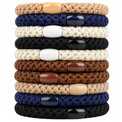 10-Piece Hair Ties: Soft Knitted Hair Tie for Thick/Coarse/Curly Hair. Gentle Hair Ties No Damage—Secure & Protect Strands (Classic) - color: Classic