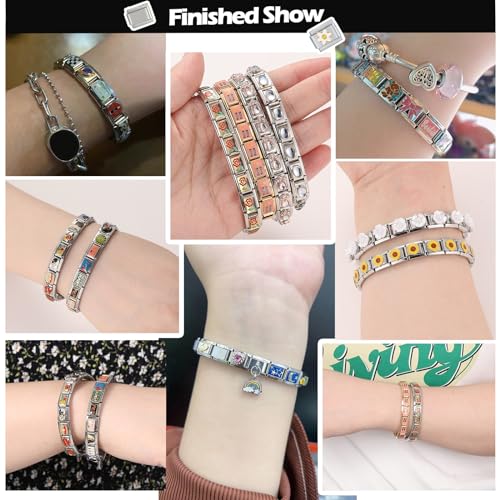 Italian Charms Bracelet Sets with 1Pcs Starter Brascelet 9Pcs Charms 9mm Italian Modular Charm Bracelet DIY Module Jewelry Gifts - color: A-Starter Bracelet Set-20Pcs Gold 2