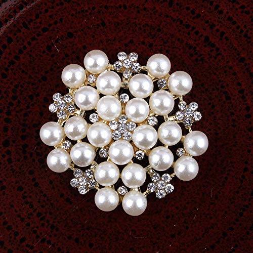 Fashion Elegant Pearl Crystal Snowflake Brooch Pin for Women Girls Wedding Soiree Party Jewelry - color: Gold