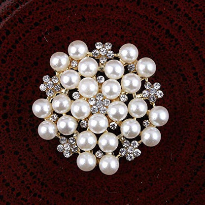 Fashion Elegant Pearl Crystal Snowflake Brooch Pin for Women Girls Wedding Soiree Party Jewelry - color: Gold
