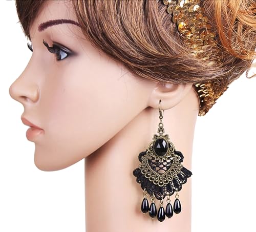 iWenSheng Halloween Costumes Jewelry for Women - Steampunk Black Lace Choker Necklace Gothic Jewelry Accessories, Vampire Choker Necklace Costume for Teen Girls - color: Black