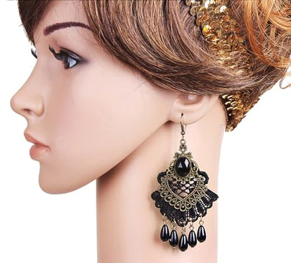 iWenSheng Halloween Costumes Jewelry for Women - Steampunk Black Lace Choker Necklace Gothic Jewelry Accessories, Vampire Choker Necklace Costume for Teen Girls - color: Black