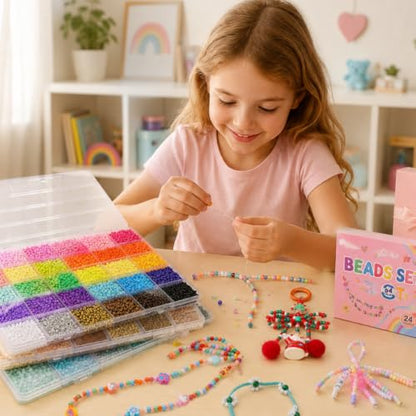 5200 Pcs 3mm Glass Seed Beads for Jewelry Bracelet Making Kit, Small Beads Friendship Bracelet Kit, DIY Art Craft Girls Gifts Mixed Colors - color: Mixed Colors