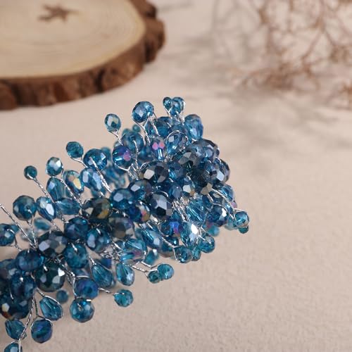 Denifery Large Crystal Headband for Wedding Bridal Hair Band Headpiece for Party Prom Hair Accessories (peacock blue) - color: peacock blue