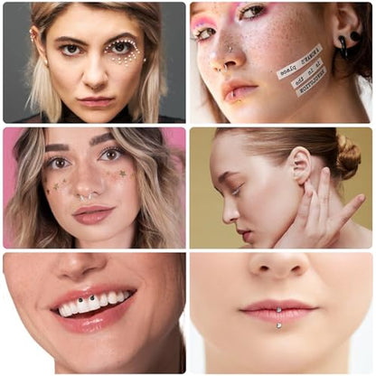 32Pcs Lip Rings for Women 16G Stainless Steel Horseshoe Labret Studs Monroe Lip Barbell Ring Snake Bite Piercing Jewelry Helix Earring Daith Tragus Cartilage Surgical Steel Jewelry - color: Black + Silver
