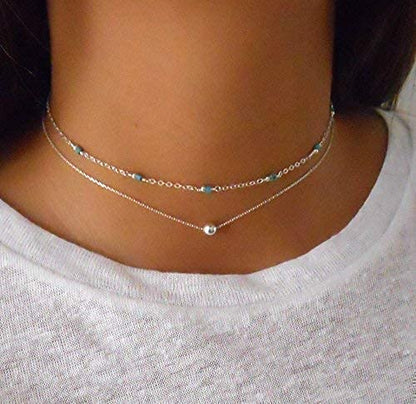 Annika Bella Silver Ball Choker Necklace for Women, Waterproof Dainty Adjustable Choker, Durable Bright Silver Necklace