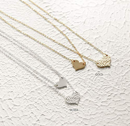 MEVECCO Dainty Pendant Layered Necklaces for Women | 18K Gold Plated Brass, 2-Piece Set With A Choker-Length Upper Layer, Wear Together Or Separately, Refined Everyday Style - style: Heart