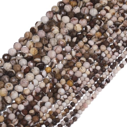 120pcs 3mm Natural Australian Zebra Gemstone Beads Faceted Round Loose Stone Beads for Jewelry Making - color: Australian Zebra, size: 2.8-3.3mm