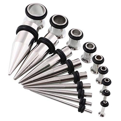 36pcs Ear Stretching Kit 14G-00G Surgical Steel Tapers Tunnels Gauges Set for Starter Women and Men Expanders Body Piercing Jewelry - color: Rose Goldtone…