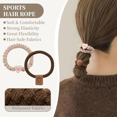 QIUTIMIY 15 Pcs No Damage Hair Ties Thick Hair Elastic Rubber Bands Hair Accessories Scrunchies Seamless for Women - color: Style 22