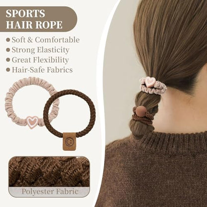 QIUTIMIY 15 Pcs No Damage Hair Ties Thick Hair Elastic Rubber Bands Hair Accessories Scrunchies Seamless for Women - color: Style 22