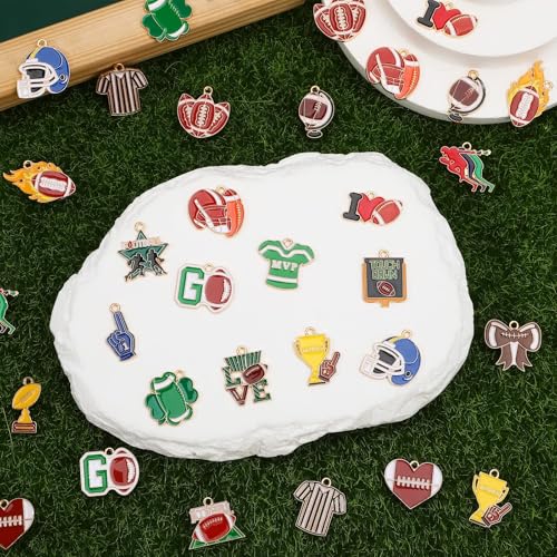 40Pcs/20 Pairs Football Charms for Jewelry Making | Assorted Sport Enamel Charm, Football Game Pendants, for Bracelet Necklace Earrings Keychains Making, DIY Crafts Accessories - style: Football