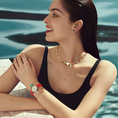 MJartoria Initial Necklaces for Women, Colorful Beaded Necklace, Shell Beach Necklace Letter Choker Handmade Jewelry Gifts - style: D