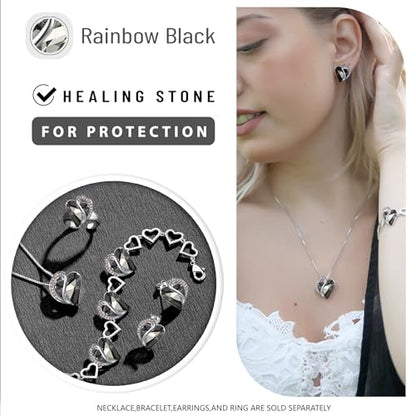 Leafael Gift Necklaces for Women, Infinity Love Birthstone Heart Crystal Pendant, Birthday Anniversary Jewelry for Wife, Mom, and Her, Silver Plated, 18" + 2" Adjustable Chain - color: 13c-Protection-Crystal Black