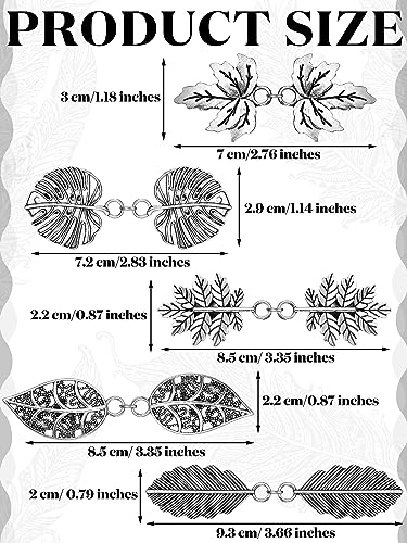 Syhood 5 Pieces Shawl Clips Cloak Clasp Cardigan Sweater Clips Vintage Collar Retro Cloak Brooches and Silver Shawl Pins - style: Leaves Style