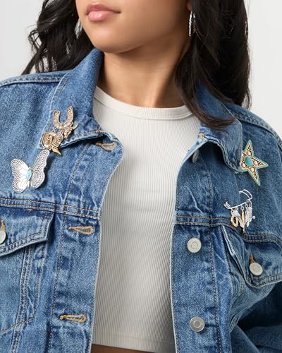 Jessica Simpson Silver or Gold-Tone Brooch for Women | Western Pins with Dangle Charms, Turquoise, or Rhinestones - color: Gold Western Charms