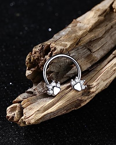 Jewseen Paw Septum Rings 16g Gold Septum Ring Daith Piercing Jewelry Surgical Steel Cartilage Earrings Hoop Nose Rings Hoop Conch Earrings for Women Men - color: steel