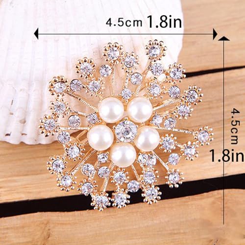 Delicate Pearl Crystal Brooch Pins for Women Girls Dance Balls Wedding Bridal Jewelry - color: D Gold