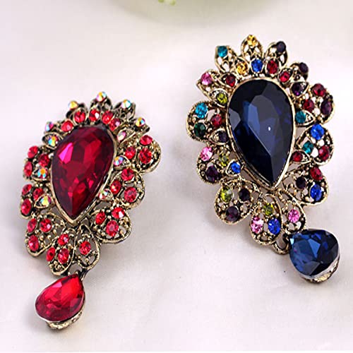seven wolves Women Crystal Bouquet Brooch Pin All-Match Accessories Rhinestone Brooches and Pins - color: Blue A