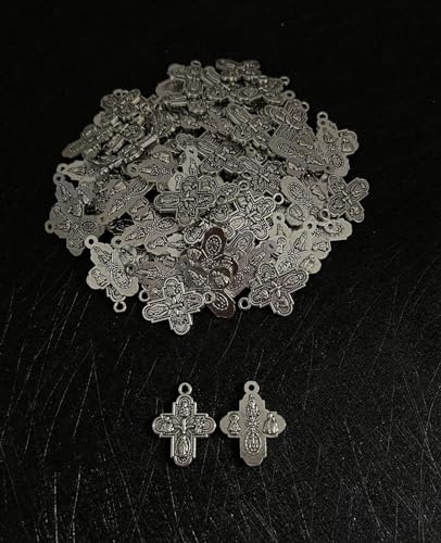 Saint Therese of Lisieux/Saint Mother Teresa of Calcutta/Divine Mercy Jesus/Mater Dolorosa Patron Saint Medal Charm Pendant for DIY Rosary Necklace Bracelet Jewelry Making Part - color: 30pcs-Four Way Cross medal