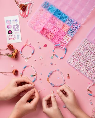 Goldwise Lover Themed Friendship Bracelet Kit for Fans, 2 Boxes Valentine’s Day Bracelet Making Kit with Clay, Glass, Seed Beads and Heart Charms, Inspired by 2019's Iconic Album, Birthdays Gifts - color: Lover