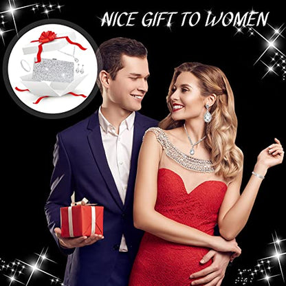 Mixweer 4 Pieces Clutch Purses Bag for Women Evening Rhinestone Jewelry Set Bling Necklace Earrings Bracelets Set for Wedding - style: Elegant Style