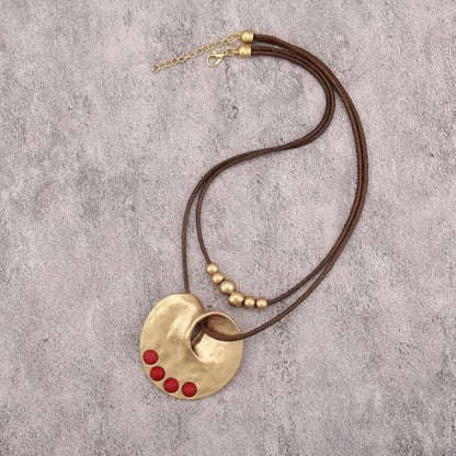 Boho Necklaces for Women Chunky Circle Necklace Bohemian Necklaces | Chunky Boho Necklace for Women Layered Boho Circle Leather Choker Necklace Long Vintage Necklaces Bohemian Jewlery Gifts - style: Bohemian Pendant Necklace
