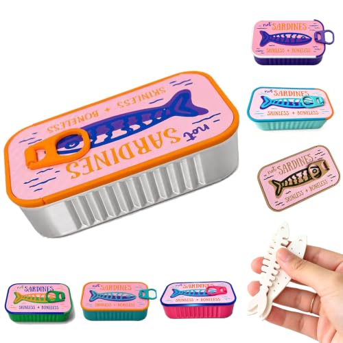 Sardines Travel Jewelry Case, Sardine Tin Jewelry Box, 3d Printed Sardine Tin Like Jewelry Case, with Fish-Shaped Holders for Rings, Earrings and Charms, Portable Earring Organizer (Multicolor D) - color: Multicolor D