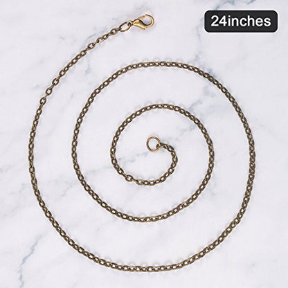 TecUnite 24 Pack Bronze Necklace Chains Bulk DIY Cable Link Chains for Jewelry Making(24 Inch) - size: 24 Inch
