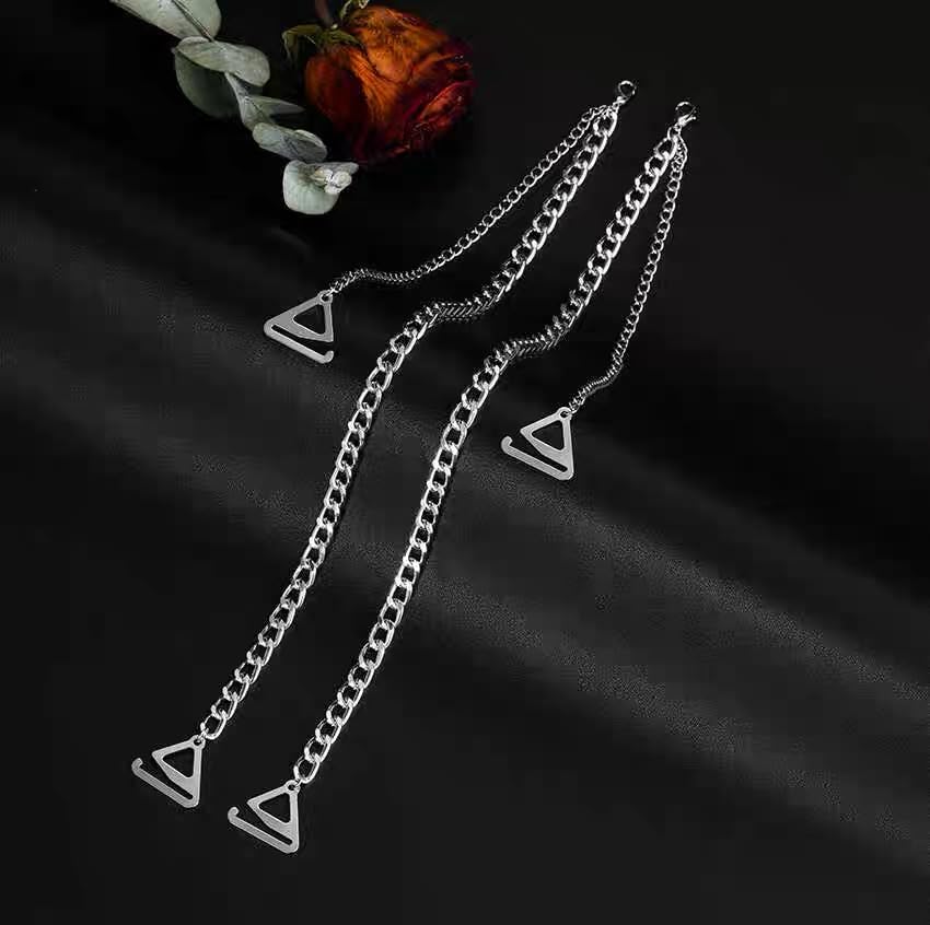 2PCS Adjustable Cuban Link Underwear Chain for Women Simple Bra Shoulder Strap Aesthetic Non-slip Lingerie Straps Bridal Wedding Dress Rave Party Festival Accessories Summer Body Jewelry - color: Silver