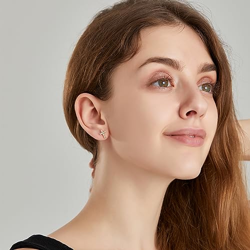 Cross Stud Earrings for Women,Initial Letter Cross Earrings Gifts Jewelry for Women - color: Stud G-plated Cross