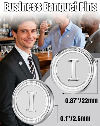 Initial Letter Pins A-Z Men Classic Brass 26 Alphabet Badge for Business & Wedding Shirt - color: Silver, style: Letter I