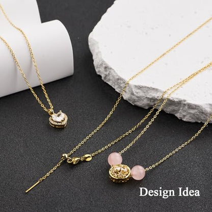 GTVOODX 10 Pack Gold Plated Necklace Chain Bulk Adjustable Stainless Steel Dainty Cable Chain for Jewelry Making with Rubber Stopper Beads - color: Gold Cable
