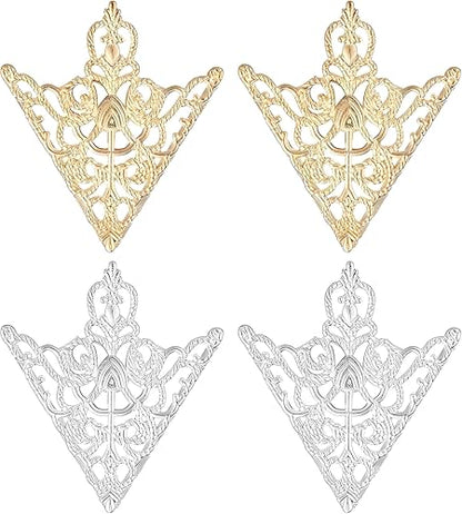 5 Pairs Retro Hollow Pattern Shirt Collar Brooches For Women And Men Gold Plated Triangle & Simple Elegant Double Leaf Collar Pin Brooches Gold Silver Plant Brooch Jewelry - style: gold silver