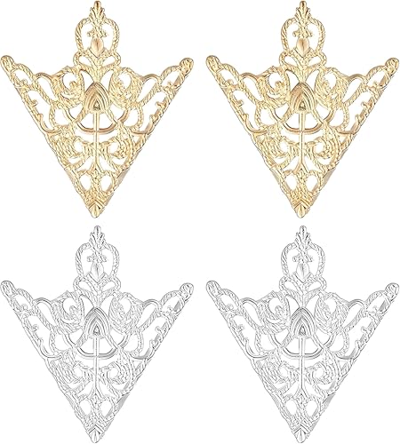 5 Pairs Retro Hollow Pattern Shirt Collar Brooches For Women And Men Gold Plated Triangle & Simple Elegant Double Leaf Collar Pin Brooches Gold Silver Plant Brooch Jewelry - style: gold silver