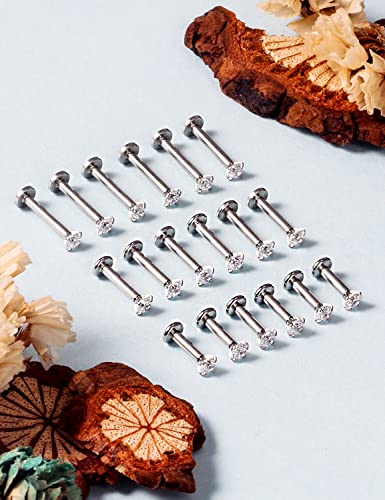 14G Lip Rings Stainless Steel Tragus Helix Conch Piercing Jewelry Snake Bite Piercing Monroe Lip Rings Labret Medusa Cartilage Lobe Earrings Studs Piercing Jewelry 6MM 8MM 10MM Silver 18PCS - color: 14G-3MM
