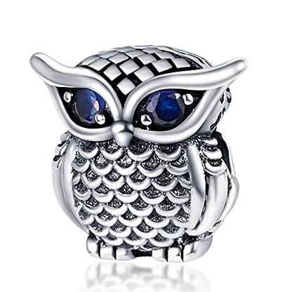 925 Sterling Silver Charms for Bracelets and Necklaces Beads Charms Jewelry Gift for Women - color: Owl Charm
