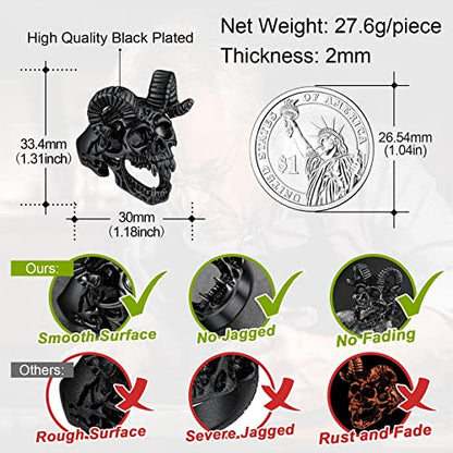 FaithHeart Satanic Jewelry Baphomet Goat Rings Sigil of Lucifer Satan Symbol Signet Ring for Men Woman Size 7/8/9/10/11/12/13/14 Personalized Custom - color: 02. Goat Skull-Black