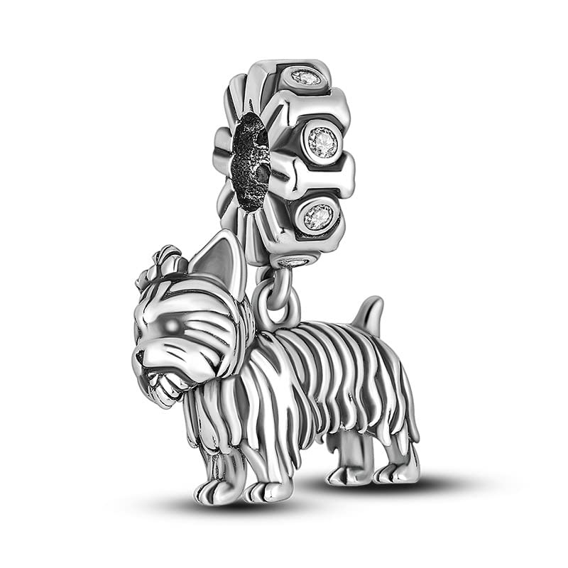Vegas Safety Chain Sun Birthday Mom Camera Dog God Psalm Bead Pendant 925 Sterling Silver Dangle Compatible With Pandora Moments Charm Bracelet - style: Yorkshire Terrier Charm Dog Puppy Animal Pet