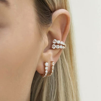Ear Cuffs Non Piercing Gold Silver Earrings Cute Cubic Zirconia Sparkling Ear Cuff for Women Clip On Cartilage Huggie Earring Christmas Jewelry Costume - color: G