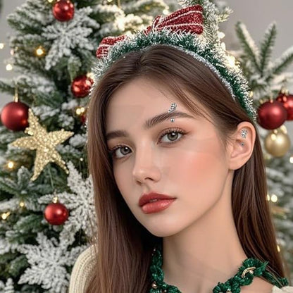 ZS 6Pcs Christmas Rook Piercing Jewelry, 16G Stainless Steel Eyebrow Piercing Jewelry, Santa Claus Elk Bell Eyebrow Rings, Curved Barbells Daith Rook Earrings for Women Men - size: L:8mm